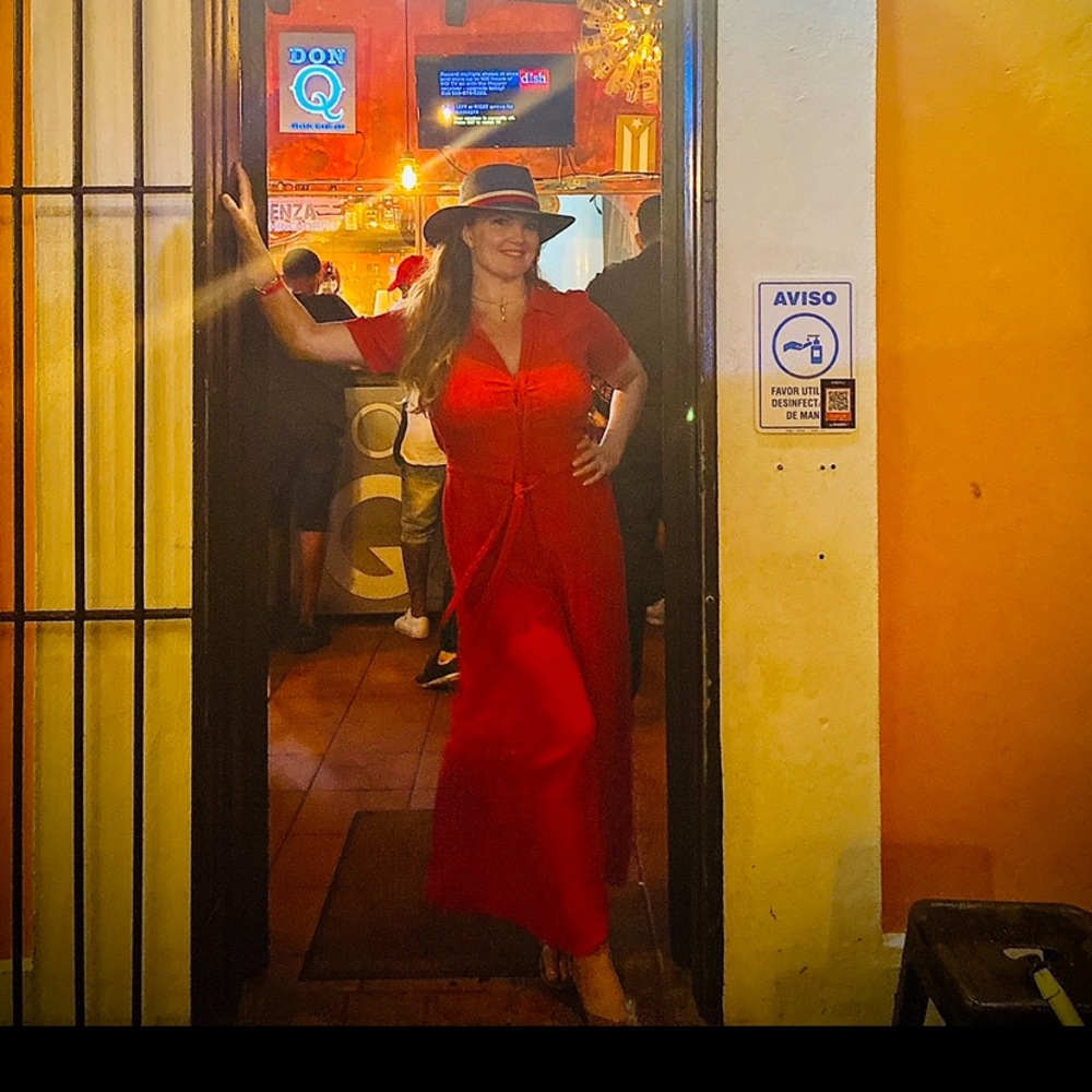 Wide Leg Rayon Red Jumpsuit